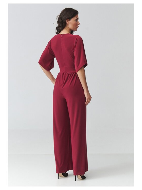 Makadamia Makadamia Kombinezon M939 Bordowy Loose Fit