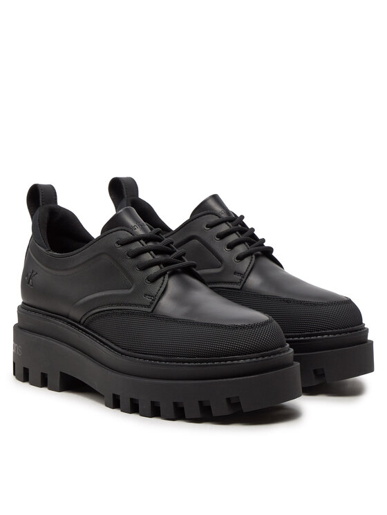 Calvin Klein Jeans Calvin Klein Jeans Nizki čevlji Flatform Laceup Derby Mg Mtl YW0YW01502 Črna