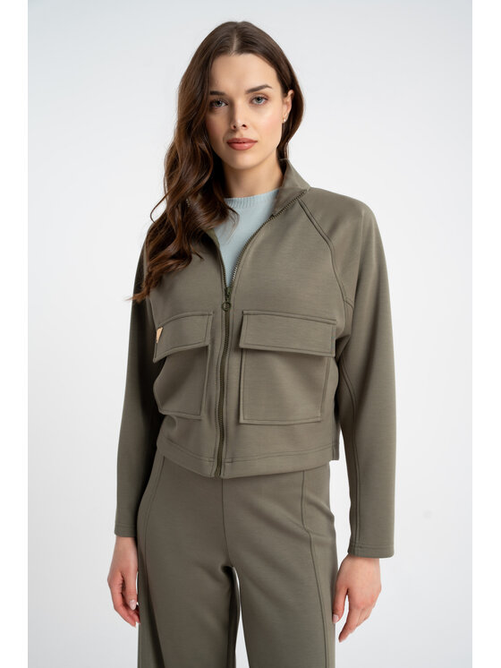 CLICK CLICK Μπόμπερ μπουφάν 71-0051 Χακί Regular Fit