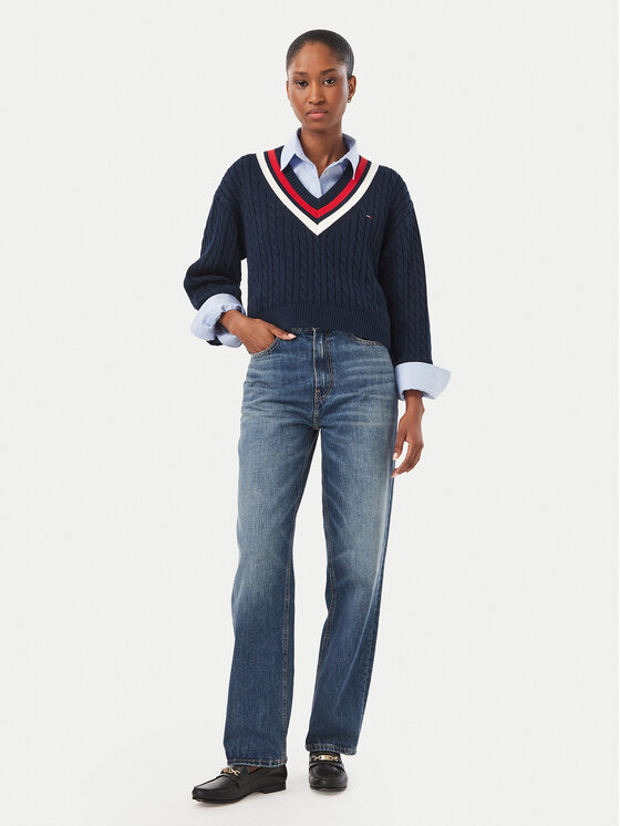 Tommy Jeans Tommy Jeans Sweter DW0DW23550 Granatowy Regular Fit