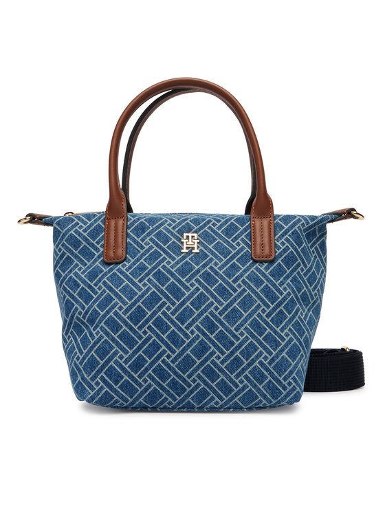 Tommy Hilfiger Tommy Hilfiger Ročna torba Popette Mini Tote Denim Flag AW0AW18612 Modra