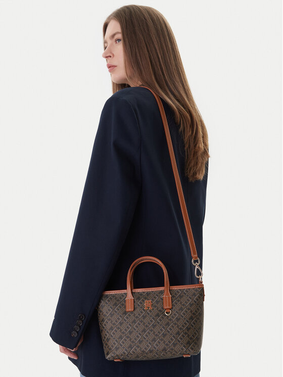 Tommy Hilfiger Geantă Th Monoplay Mini Tote Le AW0AW18848 Negru