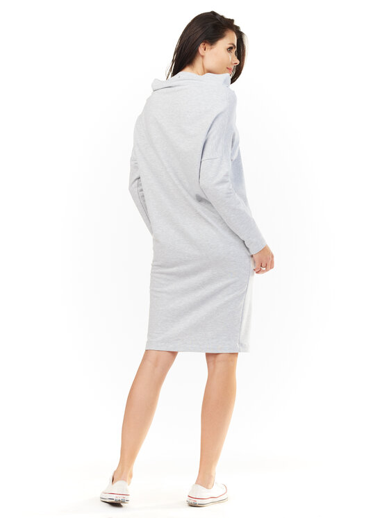 Awama Awama Úpletové šaty L061 Šedá Basic Fit