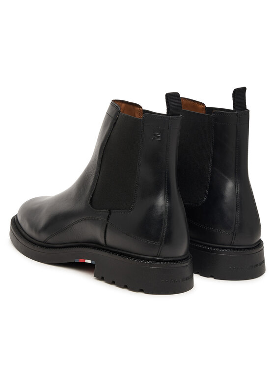Tommy Hilfiger Tommy Hilfiger Štibletai Corporate Casual Lth Chelsea FM0FM05966 Juoda