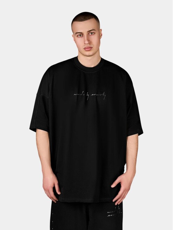 MADE BY SOCIETY MADE BY SOCIETY T-Shirt Tricou Canyon Bold - T17146 Czarny Basic Fit