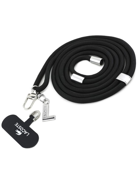 Lacoste Lacoste Etui na telefon Iconic Petit Pique Woven Logo CBDY Strap MagSafe Czarny