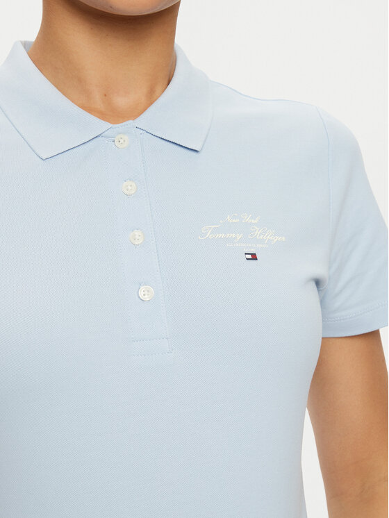 Tommy Hilfiger Tommy Hilfiger Polo WW0WW43930 Błękitny Slim Fit