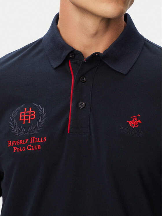 Beverly Hills Polo Club Beverly Hills Polo Club Тениска с яка и копчета P-SS26M-P2770 Тъмносин Regular Fit