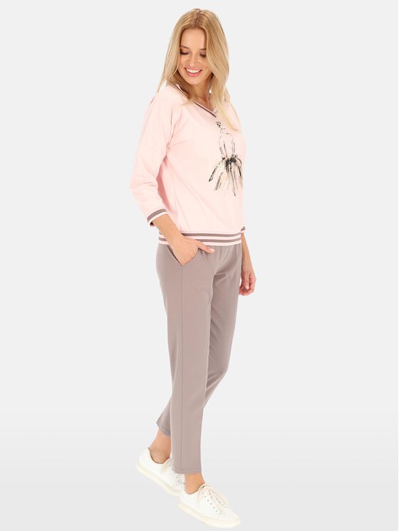 Perso Perso Spodnie damskie PTE242402F Brązowy Fitted Fit
