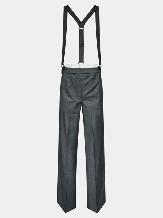 Remain Remain Kalhoty z materiálu W. Suspenders 500362514 Šedá Straight Fit