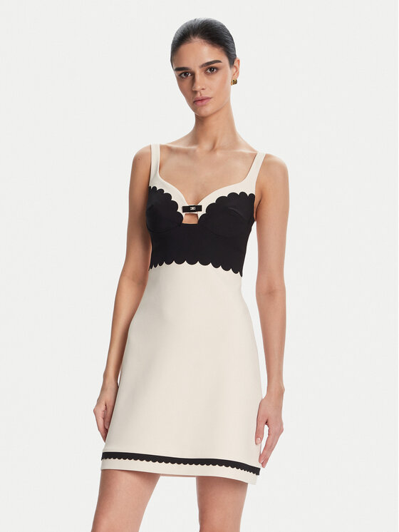 Elisabetta Franchi Elisabetta Franchi Koktélruha AB70352E2 Bézs Regular Fit