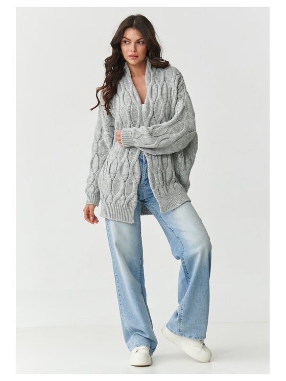 Makadamia Makadamia Kardigan S163 Szary Loose Fit