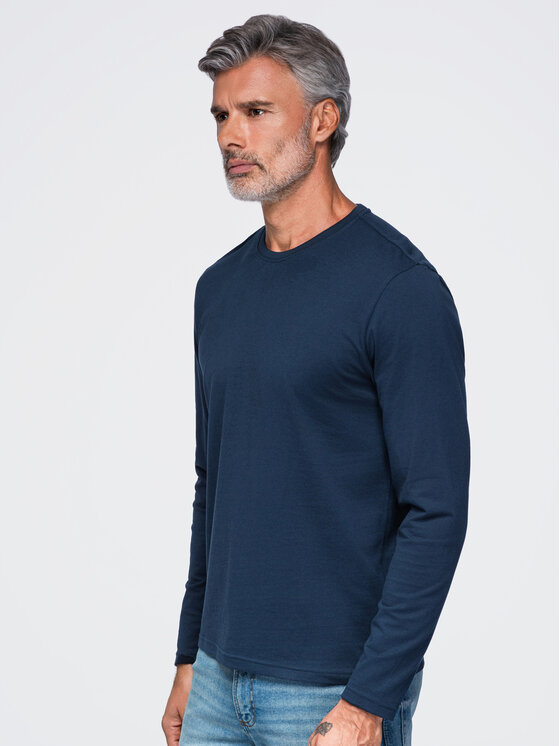 Ombre Ombre Longsleeve OM-LSBL-0142 Granatowy Regular Fit