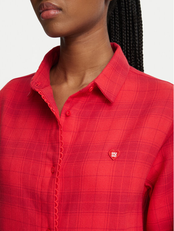 HUGO HUGO Cămașă de noapte Flannel Nighty 50570219 Roșu Relaxed Fit
