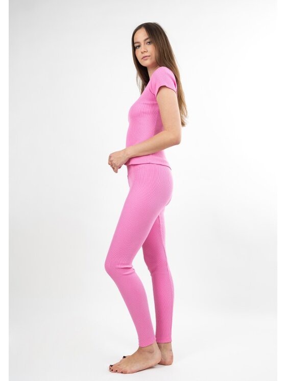 DKaren Sport DKaren Sport Komplet bluza i legginsy KHalima Różowy Classic Fit