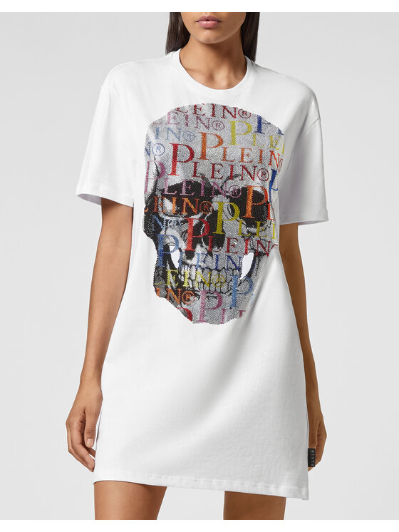 PHILIPP PLEIN PHILIPP PLEIN Sukienka codzienna 4441 Biały Over Fit