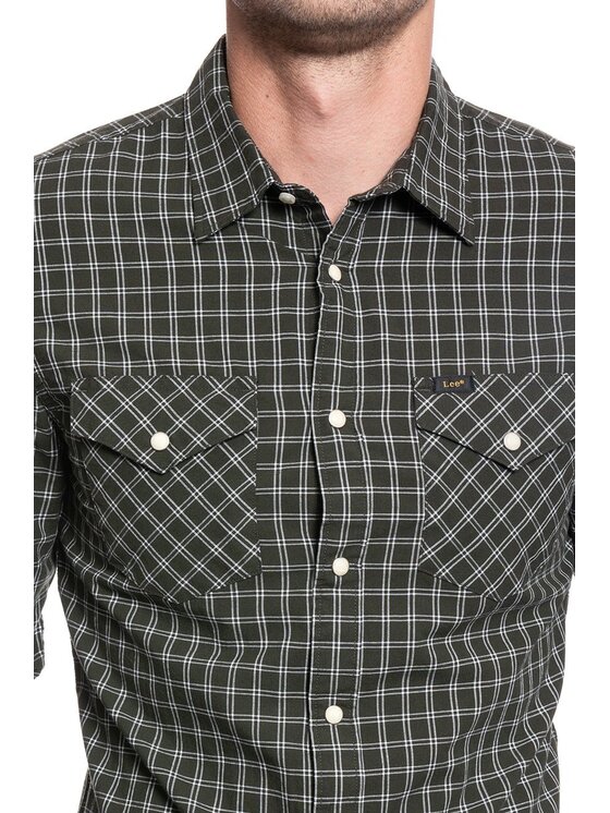 Lee Lee Koszula CLEAN WESTERN SHIRT Zielony Slim Fit