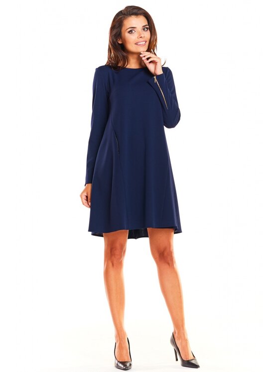 Awama Awama Sukienka codzienna A661 Granatowy Basic Fit