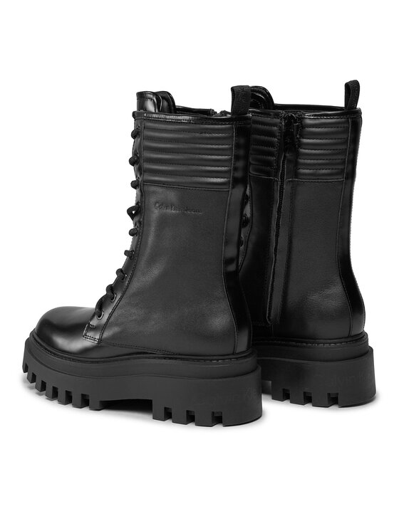 Calvin Klein Jeans Calvin Klein Jeans Боти Flatform Knee Boot Laceup Lth Wn YW0YW01137 Черен