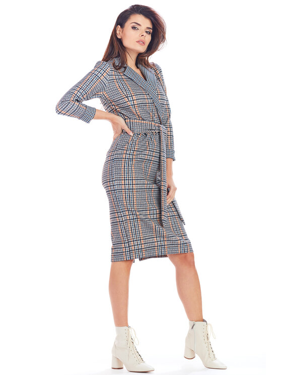 Awama Awama Úpletové šaty A362 Tmavomodrá Basic Fit
