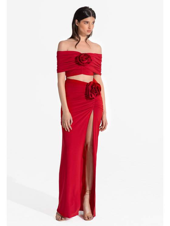 sax35th sax35th Spódnica maxi ROSA Czerwony Slim Fit