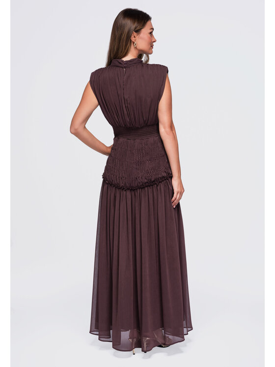 Ombre Ombre Sukienka wieczorowa LA-OM-DLR446 Brązowy Regular Fit