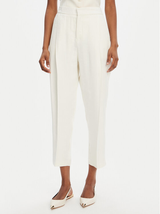 Elisabetta Franchi Elisabetta Franchi Kalhoty z materiálu PA-094-52E2-V450 Écru Regular Fit