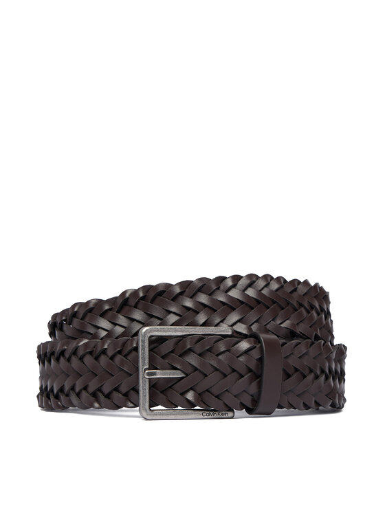 Calvin Klein Calvin Klein Pásek Warmth Buckle Woven 35Mm Fixed - LV04D7061G Tmavě hnědá