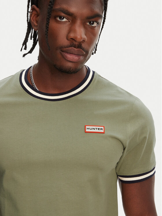 Hunter Hunter Póló Eigg Ringer HARM0032251 Khaki Regular Fit