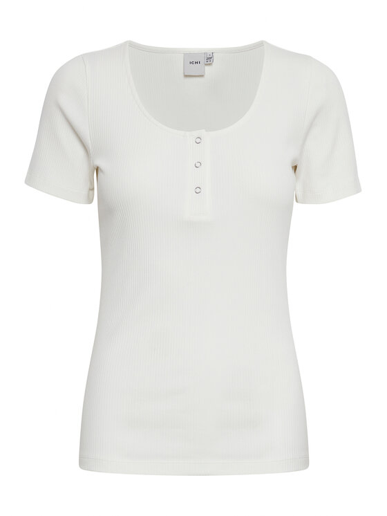 ICHI ICHI Μπλουζάκι 20115914 Λευκό Slim Fit