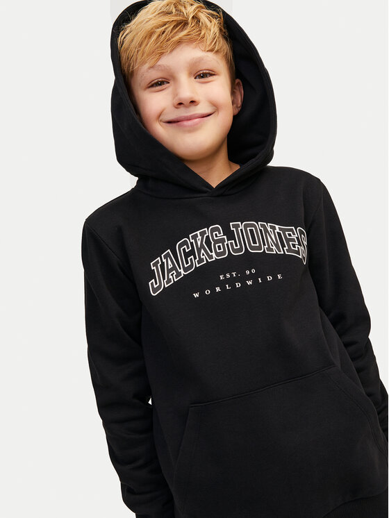 Jack & Jones Junior Jack & Jones Junior Bluza Caleb 12259564 Czarny Relaxed Fit