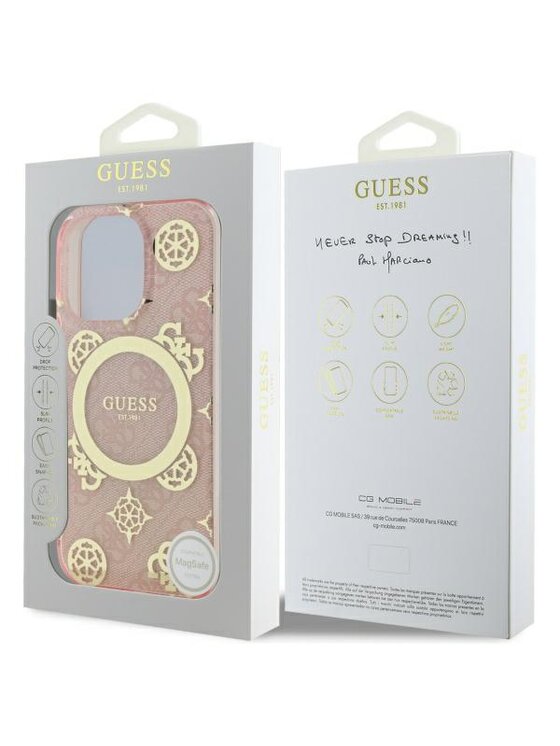 Guess Guess Etui na telefon IML Peony On 4G Background Różowy
