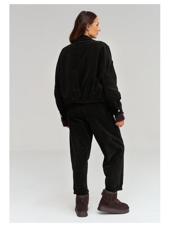 Makadamia Makadamia Kurtka przejściowa C96 Czarny Loose Fit