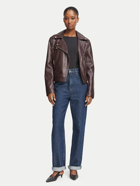 Morgan Morgan Kurtka z imitacji skóry 262-GEFF Bordowy Slim Fit