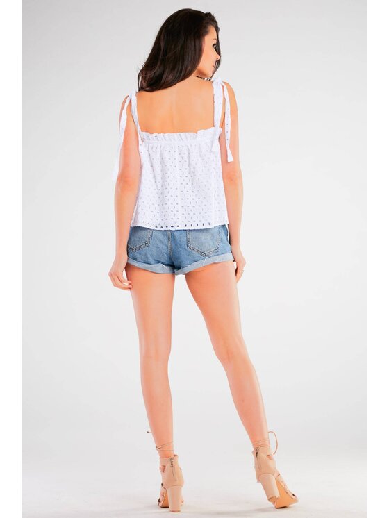 Awama Awama Bluzka A436 Biały Basic Fit