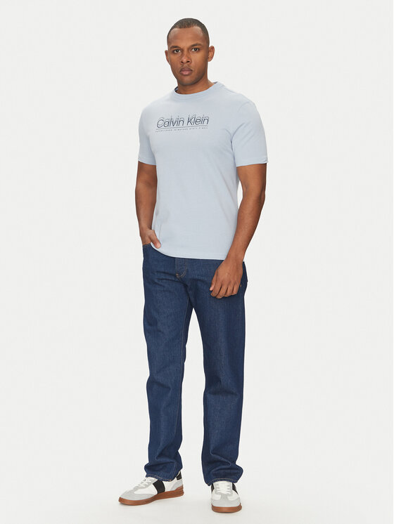 Calvin Klein Calvin Klein T-shirt Double Logo K10K114149 Svijetloplava Regular Fit