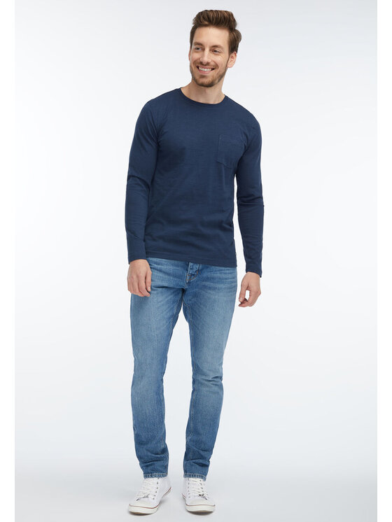 Mustang Mustang T-shirt SLUB LONGSLEEVE Blu Regular Fit
