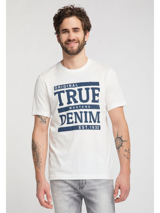 Mustang Mustang T-Shirt ALEX C PRINT Biały Regular Fit