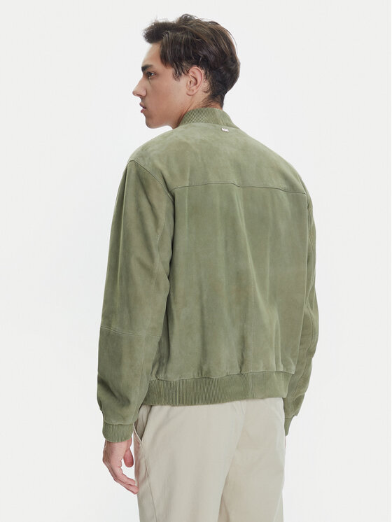BOSS BOSS Geacă de piele H-Muller 50543213 Verde Regular Fit