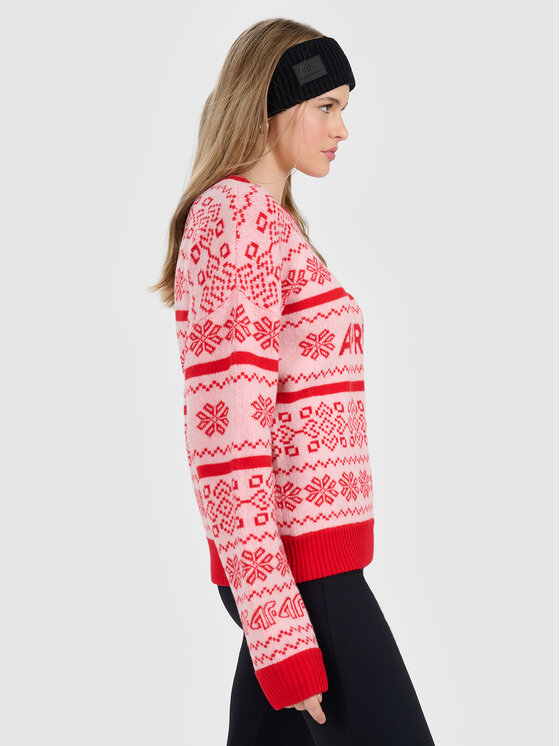 4F 4F Sweter casual Czerwony Regular Fit