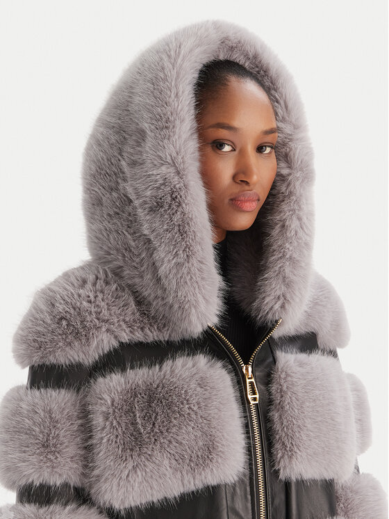 YES LONDON YES LONDON Pelzmantel ECO/031 Grau Regular Fit