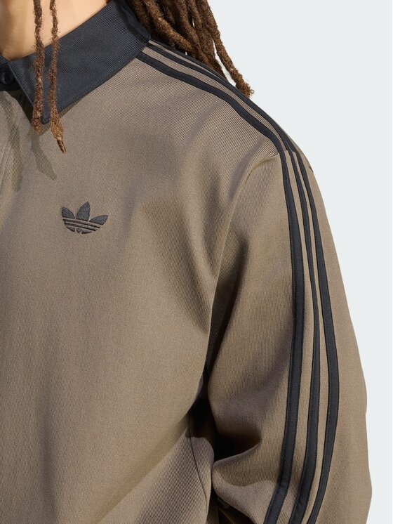 adidas adidas Sweatshirt 3-Stripes Rugby Longsleeve Polo KE4113 Khakifarben Regular Fit