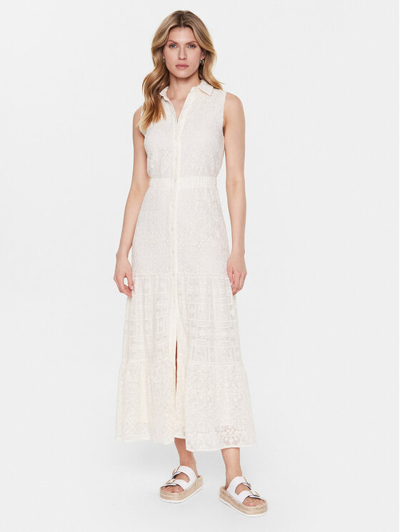 Desigual Rochie tip cămașă Moon 23SWVW59 Écru Regular Fit