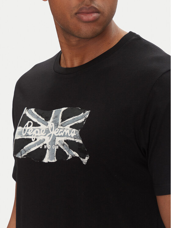 Pepe Jeans Pepe Jeans T-Shirt Flag PM509720 Černá Regular Fit