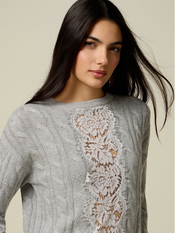 Oltre Oltre Sweter M370J005627N003 Szary Regular Fit