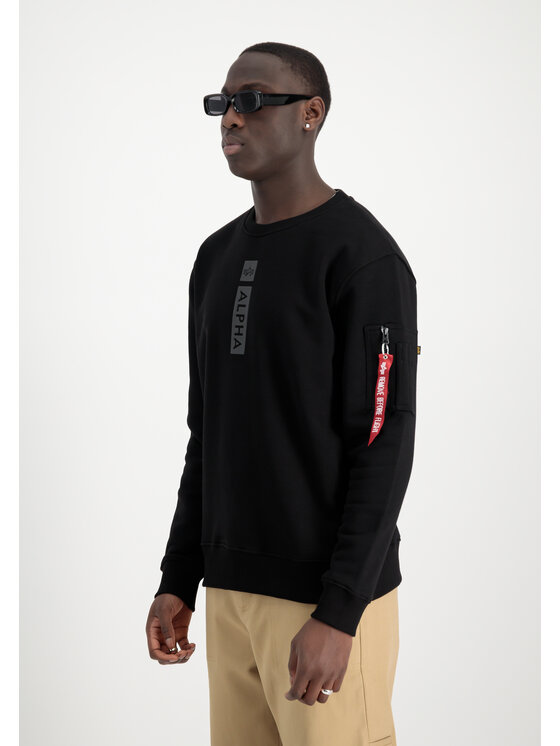 Alpha Industries Alpha Industries Mikina Alpha Reflective Print Sweatshirt Černá Regular Fit