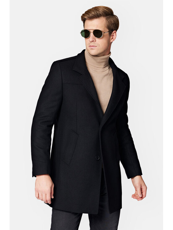 Lancerto Lancerto Płaszcz wełniany Brekstad PC073223000013 Czarny Regular Fit