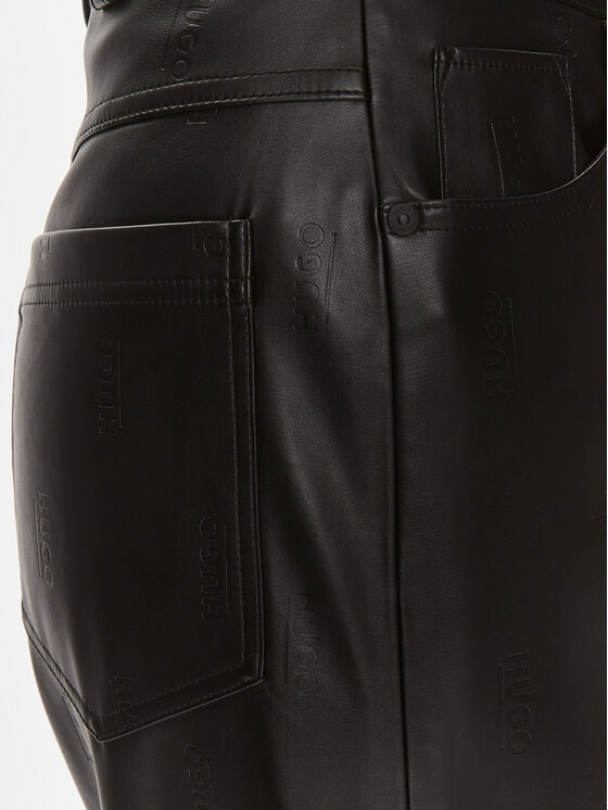 HUGO Hugo Штани зі штучної шкіри Hugara-1 50493335 Чорний Relaxed Fit