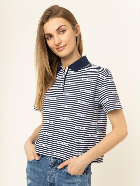 Tommy Jeans Tommy Jeans Polohemd Stripe DW0DW07643 Dunkelblau Oversize