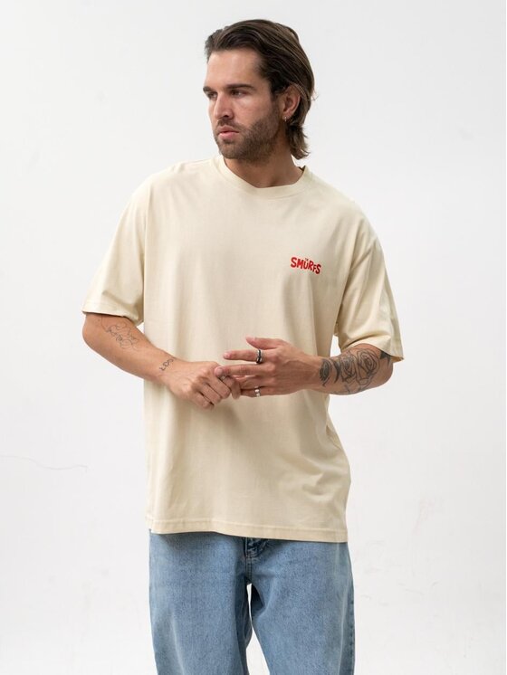 Smerfy Smerfy T-Shirt 132076 Beżowy Oversize